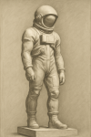 Astronaute en combinaison spatiale étudié comme une sculpture classique, style Charles Bargue