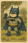 Batman dans une illustration enfantine façon Maurice Sendak