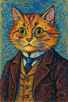 Portrait d’un chat gentleman victorien, style Louis Wain