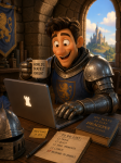 Scène anachronique dans le style Pixar