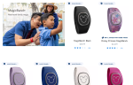 Page du Disney Store présentant les MagicBand, bracelets connectés pour personnaliser l'expérience dans les parcs Disney.