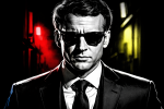 Emmanuel Macron dans le style "Sin City" avec ses lunettes de soleil