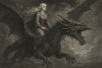 Daenerys Targaryen sur son dragon, style Gustave Doré