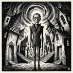 Dessin à l'encre générée avec Imagen de Gemini dans le style de Tim Burton