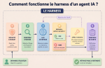 Infographie expliquant simplement le principe du "harness" des agents IA