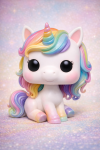 Licorne avec crinière arc-en-ciel et pelage pastel en style Funko Pop