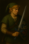 Link dans le style dramatique et lumineux de Caravage