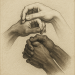 Étude de mains entrelacées avec des variations de carnation, style Charles Bargue