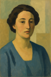 Portrait minimaliste en huile, visage sobre, lumière douce à la manière de Marquet