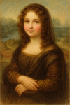 Mona Lisa réinterprétée comme une jeune fille victorienne, style Frances Brundage
