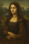 Mona Lisa dans un décor médiéval et symbolique façon Edward Burne-Jones