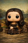 Mona Lisa réinterprétée comme une figurine Funko Pop avec son sourire énigmatique