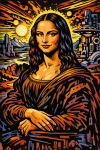 Mona Lisa réinterprétée avec l'énergie et le style dynamique de Jack Kirby
