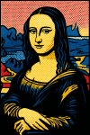 La Joconde dans un style pop art avec points Benday et contours noirs
