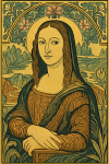 Mona Lisa réinventée avec des éléments Art Nouveau dans le style Maurice Pillard Verneuil