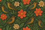 Motif naïf, doux et tropical dans le style d'Henri Rousseau