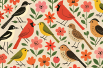 Motif géométrique, simple et joyeux dans le style de Charley Harper
