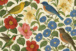 Motifs fleurs et oiseaux à la manière d'Audubon