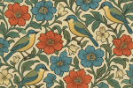 Motifs fleurs et oiseaux à la manière de Maurice Pillard Verneuil