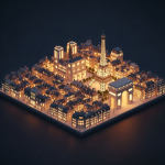 Paris en miniature nocturne et dans une ambiance douce 