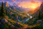 Paysage dans le style Pixar