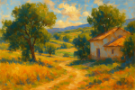 Paysage en plein air en lumière douce, style Sorolla