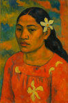 Portrait de femme tahitienne dans le style de Paul Gauguin