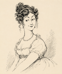 Portrait d'une femme expressive, style Rodolphe Töpffer