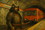 Samouraï dans le métro de Helsinki, style Akseli Gallen-Kallela
