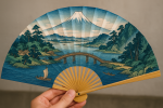 Photo réaliste d'une tasse à thé japonaise avec motifs floraux, style Utagawa Hiroshige