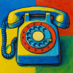 Photo réaliste d'un téléphone vintage avec des couleurs pop art, style Andy Warhol