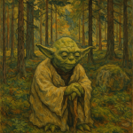 Yoda dans une forêt finlandaise, style Akseli Gallen-Kallela